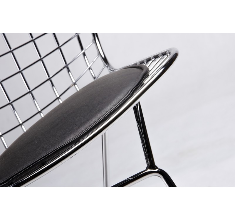 Krzesło NET SOFT chrom - czarna poduszka, metal