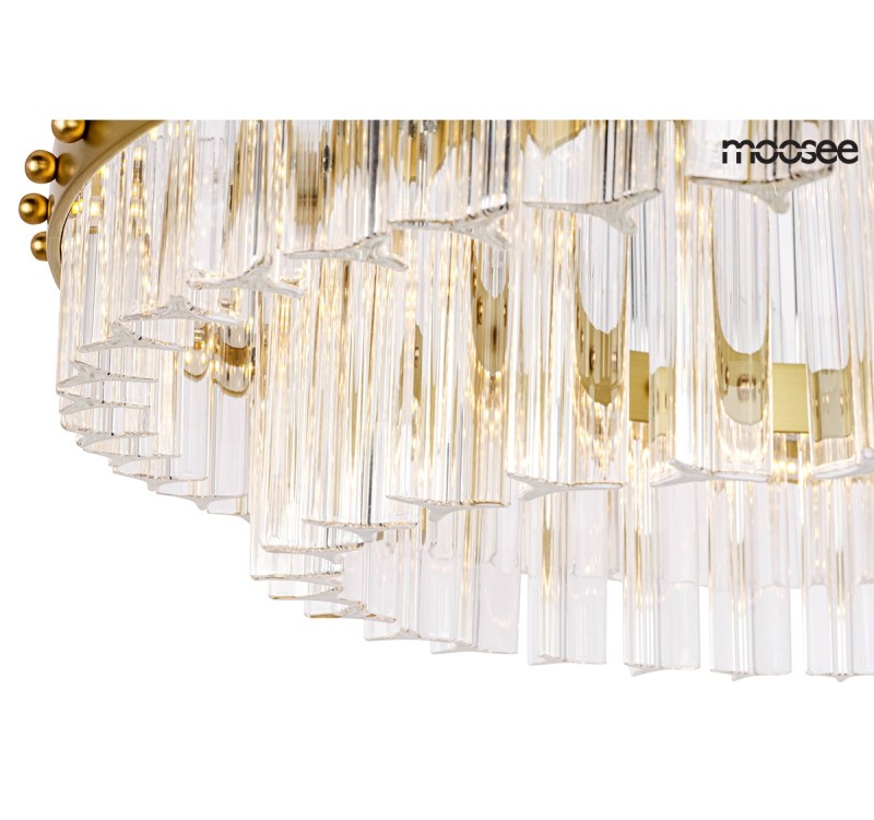 MOOSEE lampa wisząca SATURNUS 47 DUO złota - LED, kryształ, stal szczotkowana