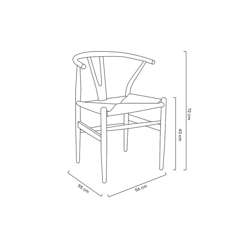 Krzesło WISHBONE czarne - drewno bukowe, naturalne włókno