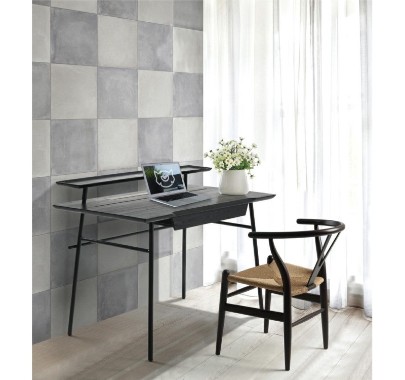 Krzesło WISHBONE czarne - drewno bukowe, naturalne włókno