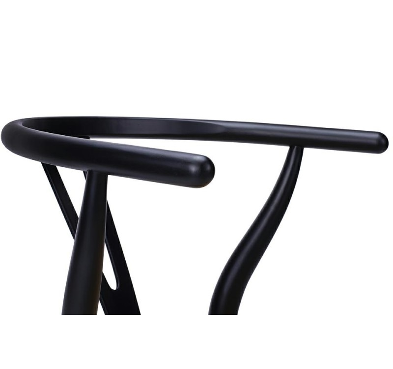 Krzesło WISHBONE czarne - drewno bukowe, naturalne włókno