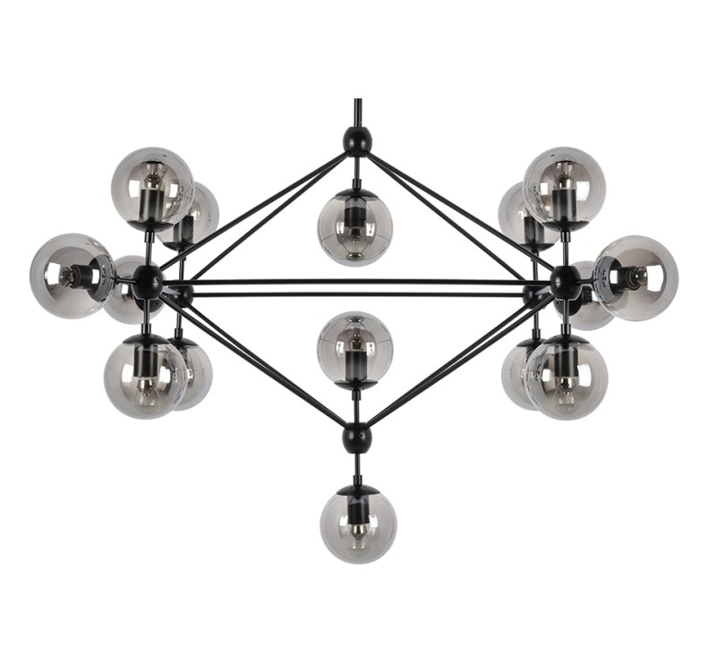 Lampa wisząca PLANETARIO 15 czarna - klosze dymione