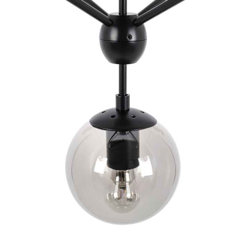 Lampa wisząca PLANETARIO 15 czarna - klosze dymione