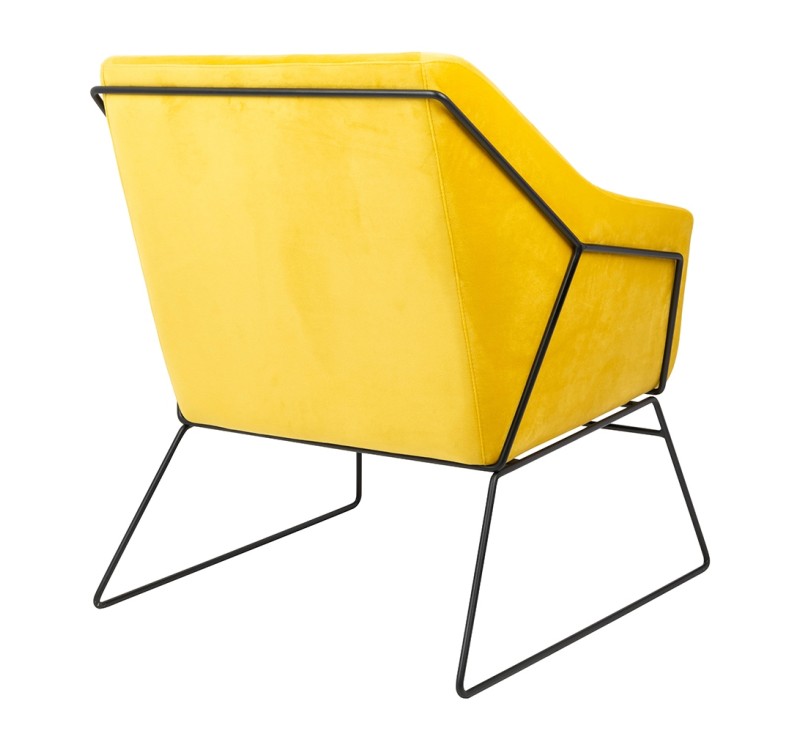 Fotel EMMA VELVET żółty welur - podstawa metal czarna