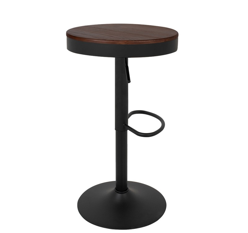 Krzesło barowe VOLT regulowane czarne / ciemny wiąz