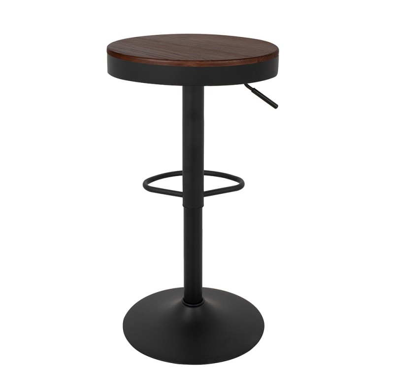 Krzesło barowe VOLT regulowane czarne / ciemny wiąz