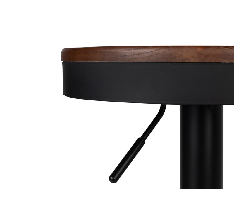 Krzesło barowe VOLT regulowane czarne / ciemny wiąz