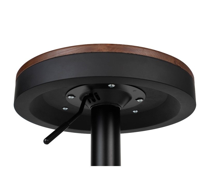 Krzesło barowe VOLT regulowane czarne / ciemny wiąz