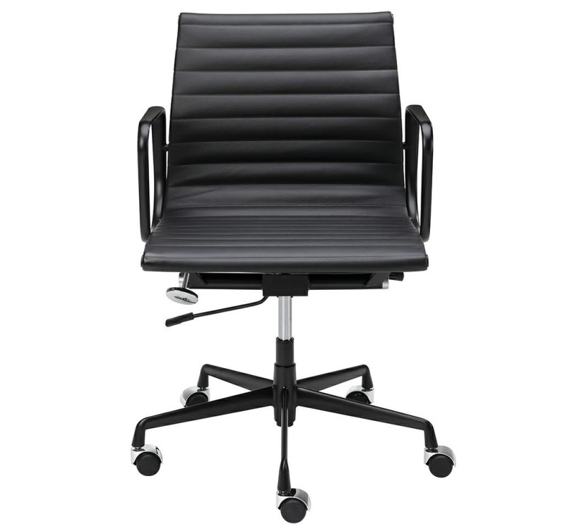 Fotel biurowy BODY PRESTIGE PLUS czarny  - skóra naturalna, aluminium