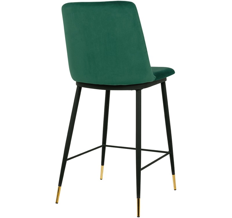 Krzesło barowe DIEGO 65 zielone - welur, podstawa czarno złota