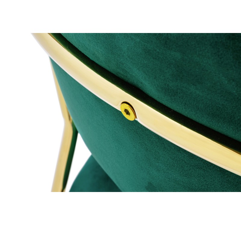 Krzesło barowe MARGO 65 ciemny zielony - welur, podstawa złota