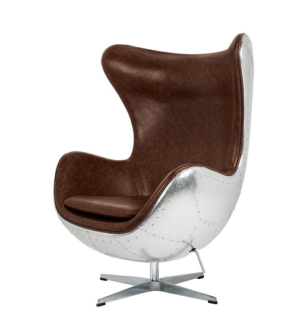 Fotel EGG AVIATOR PU brązowy