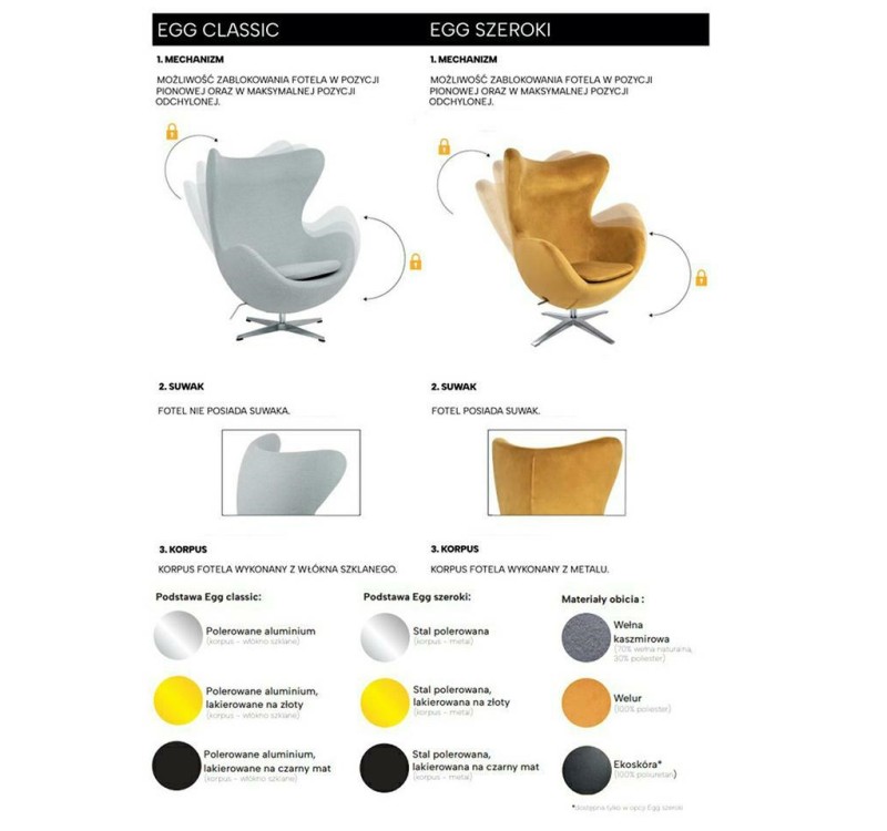 Fotel EGG AVIATOR PU brązowy