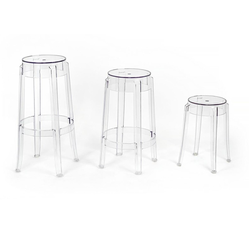 Krzesło barowe CHARLES 76 transparentne - poliwęglan