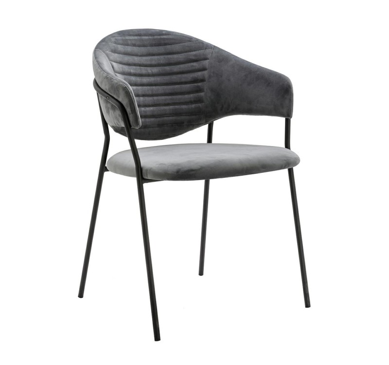 Krzesło NAOMI ciemny szary - welur, podstawa czarna