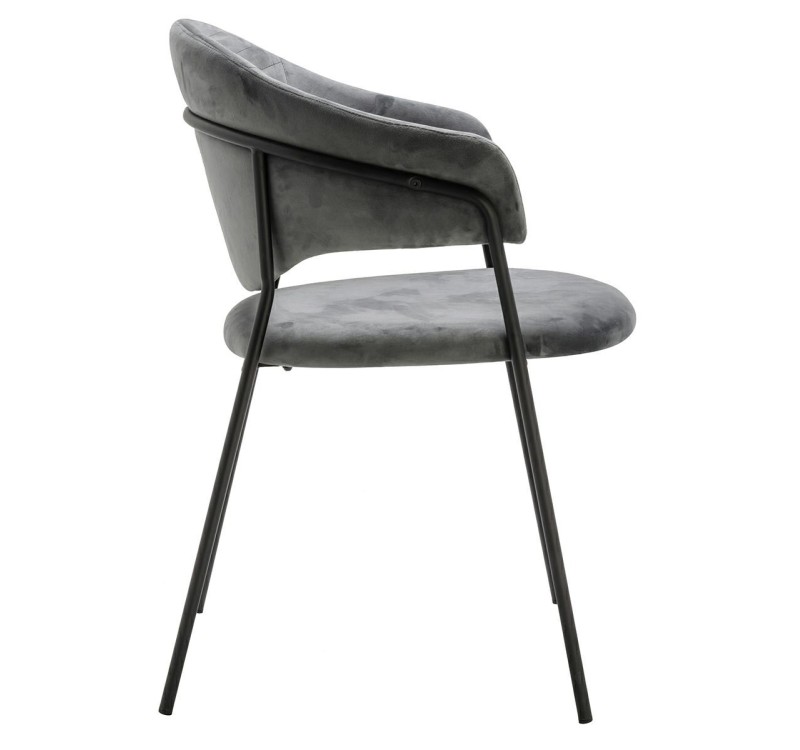 Krzesło NAOMI ciemny szary - welur, podstawa czarna