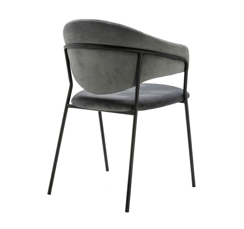 Krzesło NAOMI ciemny szary - welur, podstawa czarna