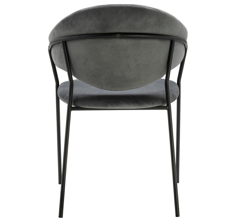 Krzesło NAOMI ciemny szary - welur, podstawa czarna