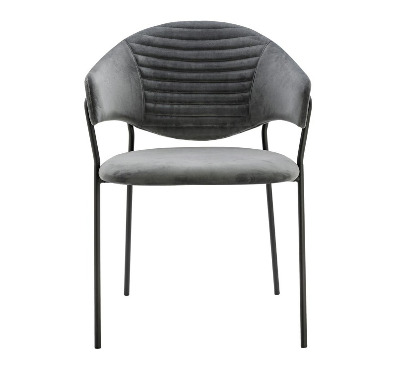 Krzesło NAOMI ciemny szary - welur, podstawa czarna