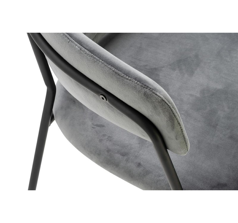 Krzesło NAOMI ciemny szary - welur, podstawa czarna
