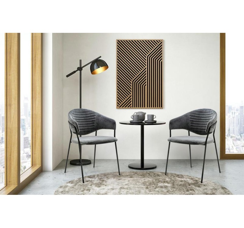 Krzesło NAOMI ciemny szary - welur, podstawa czarna