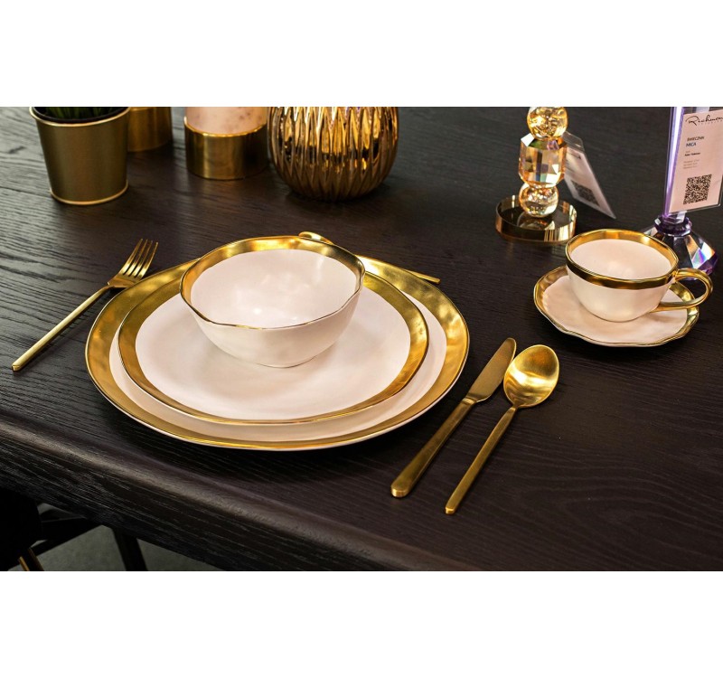 KARE talerz BELL 26 cm biało-złoty