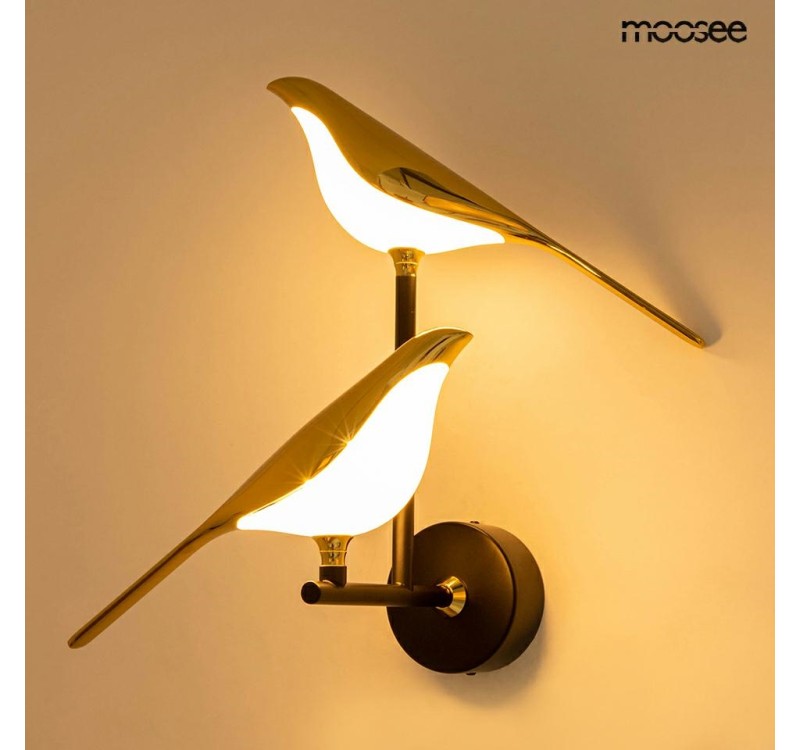 MOOSEE lampa ścienna BIRD TWIN złota