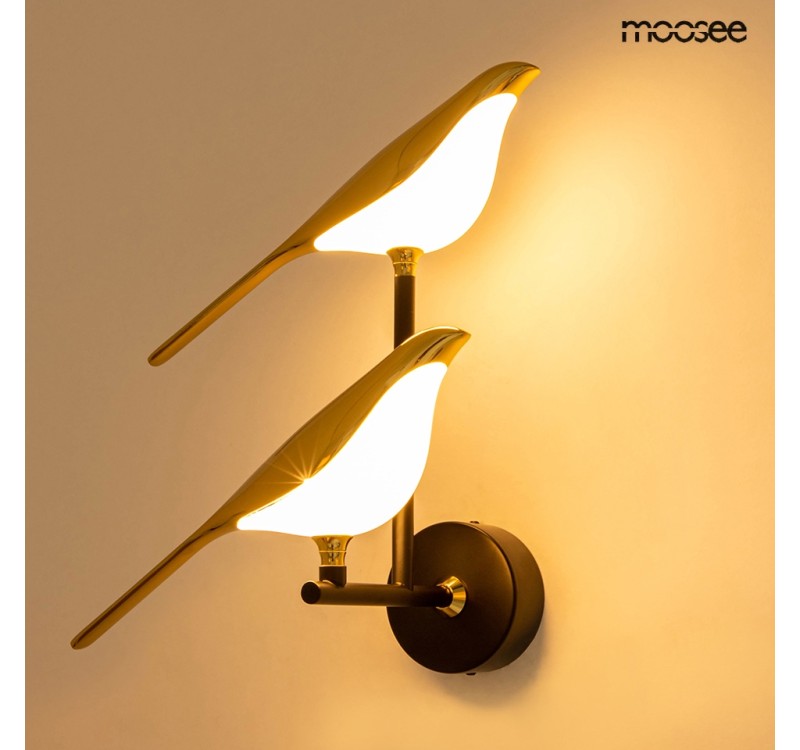MOOSEE lampa ścienna BIRD TWIN złota