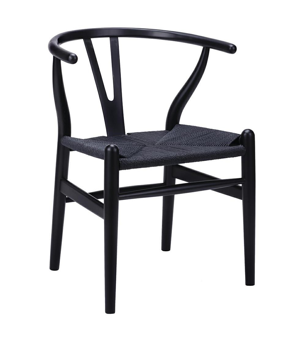 Krzesło WISHBONE czarne - drewno bukowe, czarne włókno