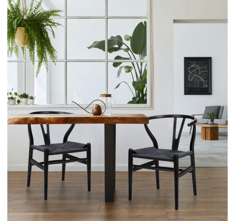 Krzesło WISHBONE czarne - drewno bukowe, czarne włókno