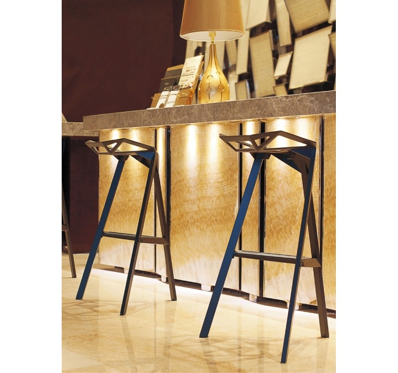 Krzesło barowe SPLIT PREMIUM czarne - aluminium