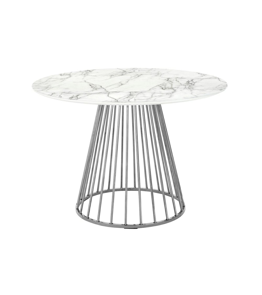 Stół GLAM MARBLE 110 - MDF, chromowana podstawa