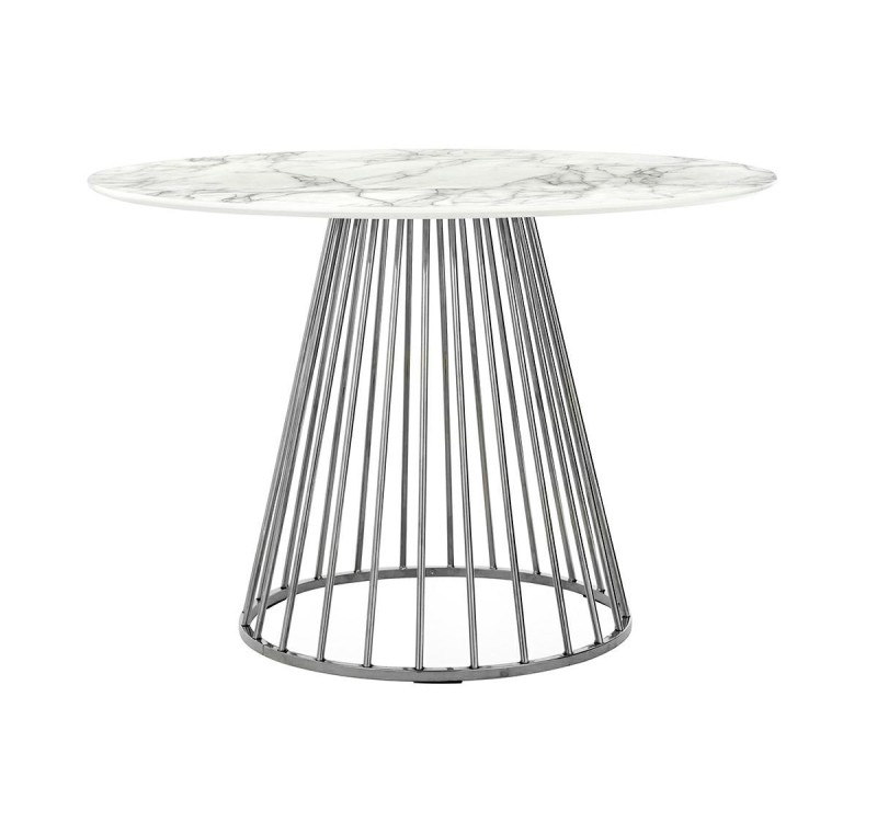 Stół GLAM MARBLE 110 - MDF, chromowana podstawa