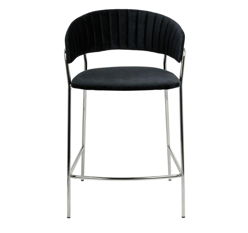 Krzesło barowe MARGO 65 czarny - welur, podstawa chromowana