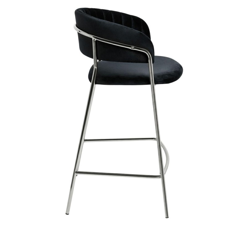 Krzesło barowe MARGO 65 czarny - welur, podstawa chromowana