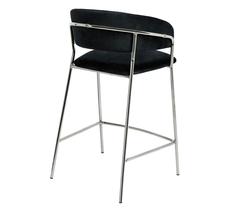 Krzesło barowe MARGO 65 czarny - welur, podstawa chromowana