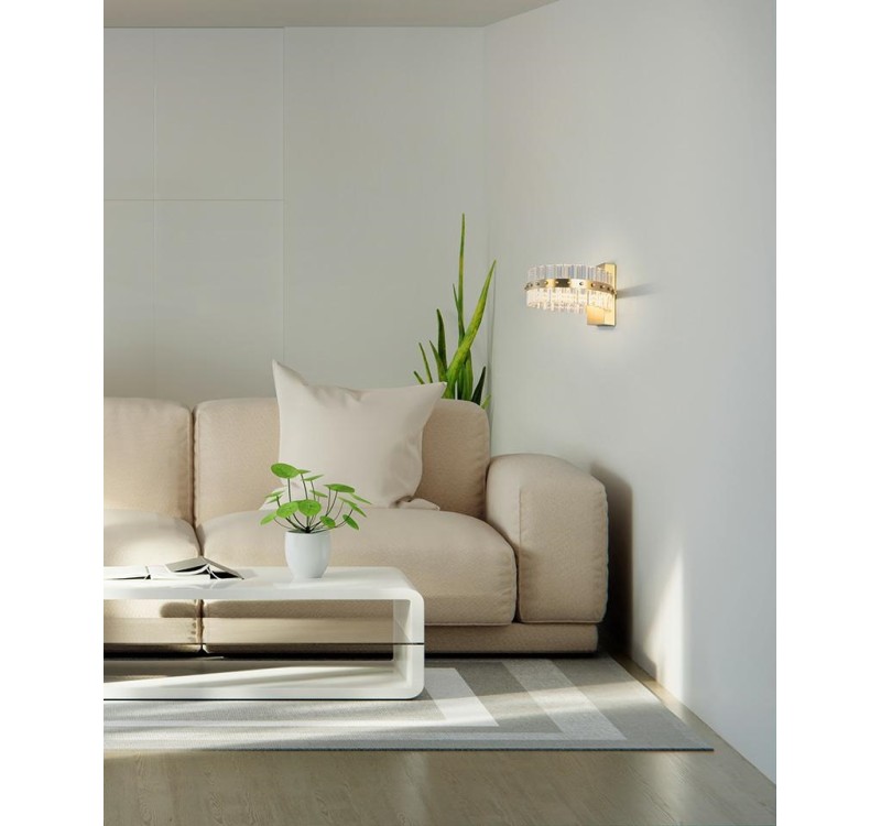 MOOSEE lampa ścienna SATURNUS WALL złota - LED, kryształ, stal szczotkowana