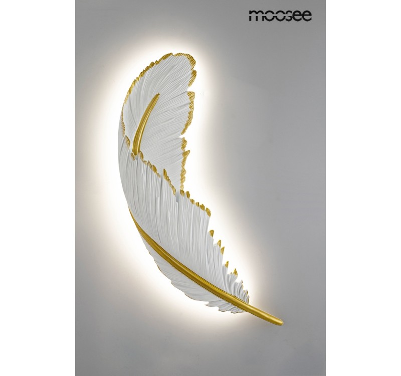 MOOSEE lampa ścienna PIÓRKO  biała / złota