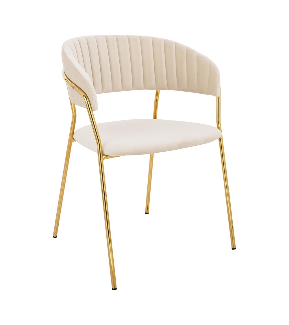 Krzesło MARGO beżowe - welur, podstawa złota