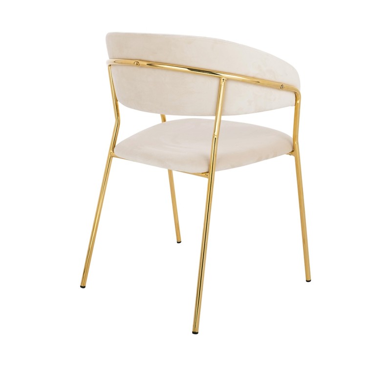 Krzesło MARGO beżowe - welur, podstawa złota