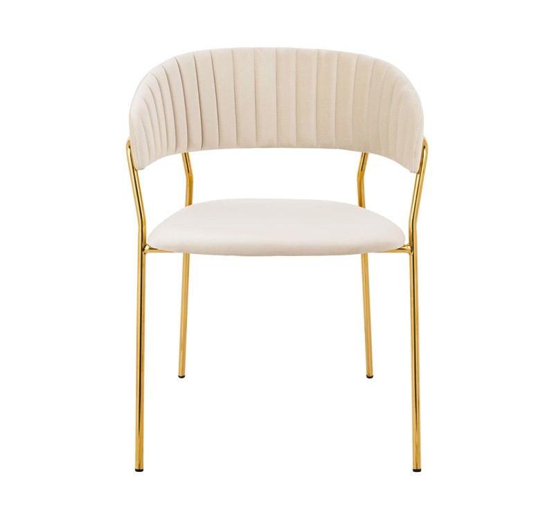 Krzesło MARGO beżowe - welur, podstawa złota