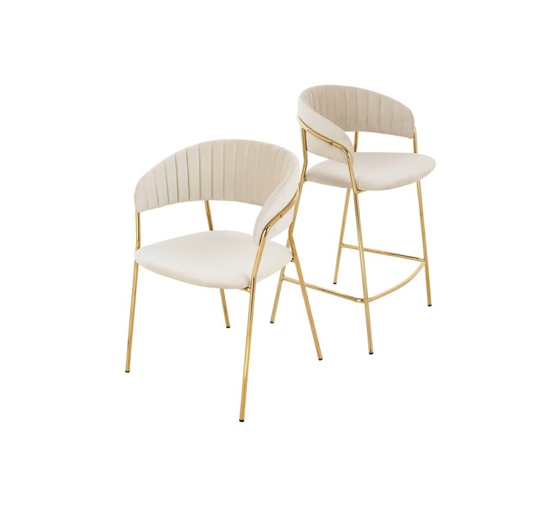 Krzesło MARGO beżowe - welur, podstawa złota