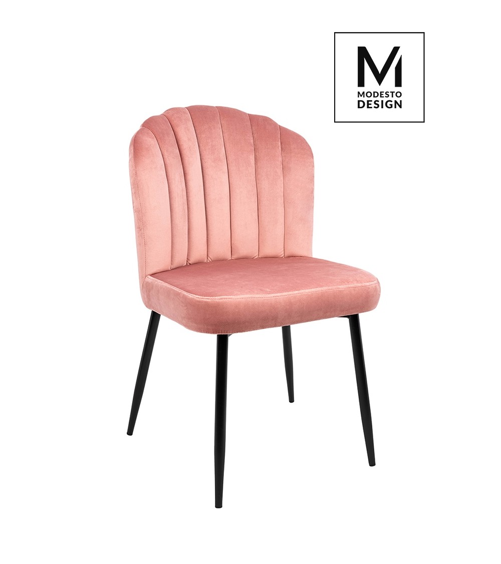 MODESTO krzesło RANGO różowe - welur, metal