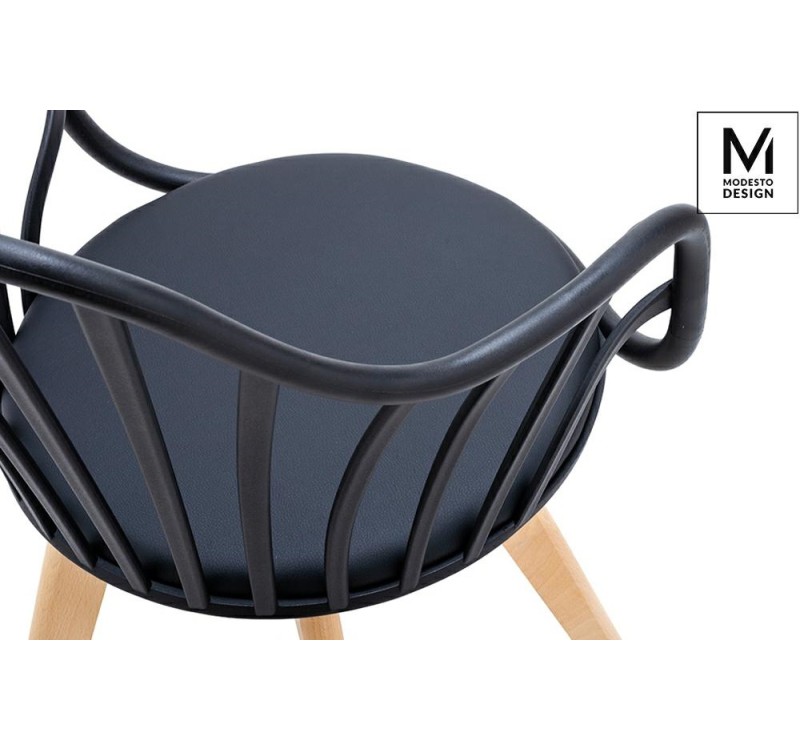 MODESTO krzesło ALBERT ARM czarne - polipropylen, ekoskóra, drewno bukowe