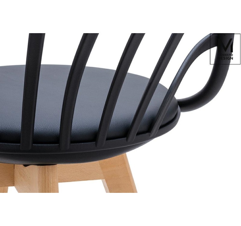 MODESTO krzesło ALBERT ARM czarne - polipropylen, ekoskóra, drewno bukowe