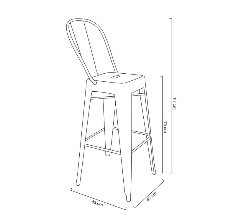 Krzesło barowe TOWER BIG BACK 76  (Paris) metal