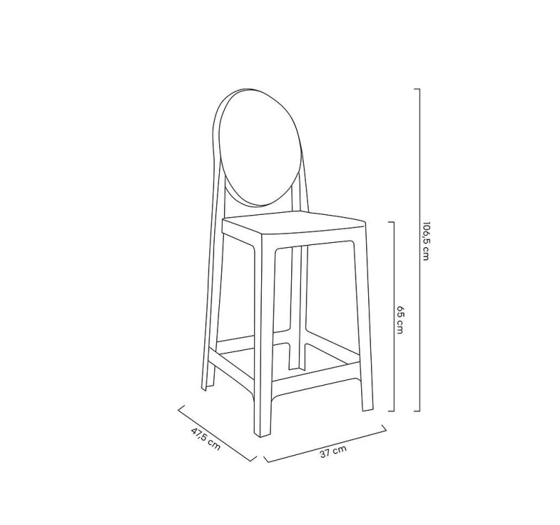 Krzesło barowe VICTORIA 65 cm dymione - poliwęglan