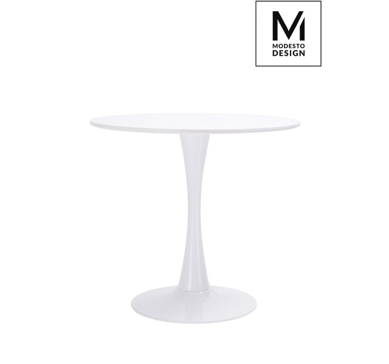 MODESTO stół TULIP FI 80 biały - MDF, podstawa metalowa