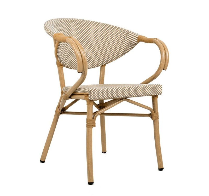 Krzesło ogrodowe CAFE BISTRO PARIS ARM    beżowe rattan
