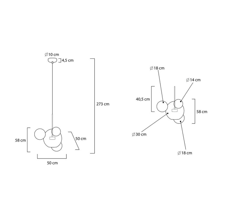 MOOSEE lampa wisząca CAPRI 4 złota - 60   LED, aluminium, szkło